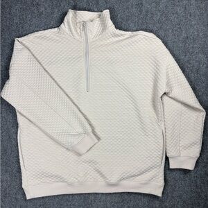 Jodifl Textured Quarter Zip Pullover Cream/ Tan Honeycomb Sweatshirt Small